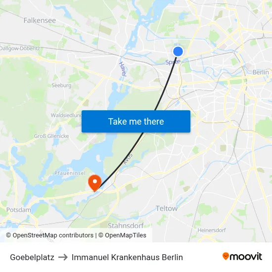 Goebelplatz to Immanuel Krankenhaus Berlin map