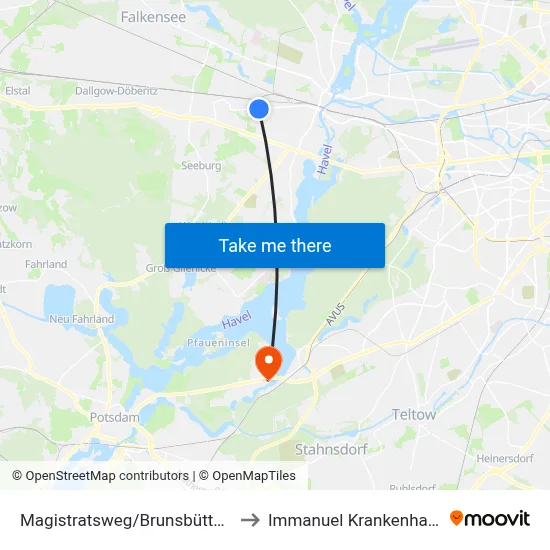 Magistratsweg/Brunsbütteler Damm to Immanuel Krankenhaus Berlin map