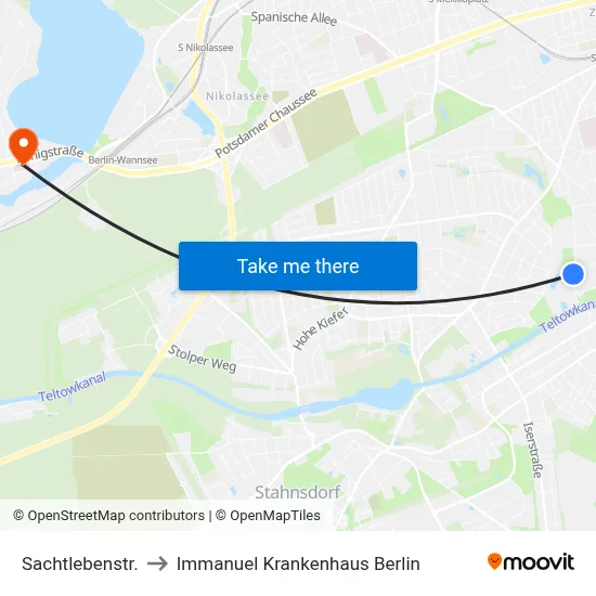 Sachtlebenstr. to Immanuel Krankenhaus Berlin map