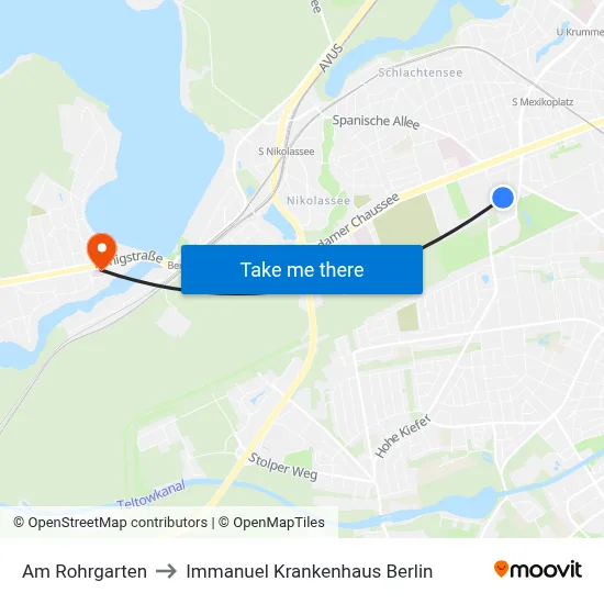 Am Rohrgarten to Immanuel Krankenhaus Berlin map