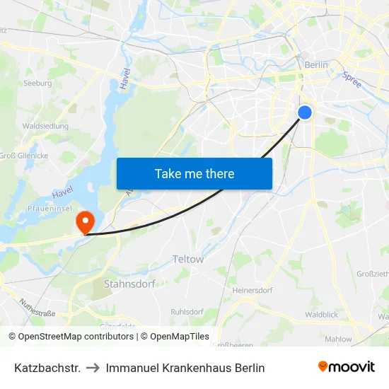Katzbachstr. to Immanuel Krankenhaus Berlin map