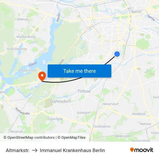Altmarkstr. to Immanuel Krankenhaus Berlin map