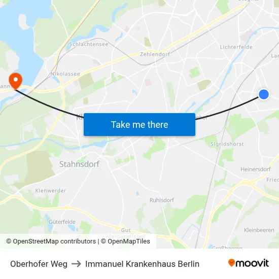 Oberhofer Weg to Immanuel Krankenhaus Berlin map
