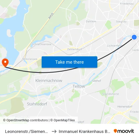 Leonorenstr./Siemensstr. to Immanuel Krankenhaus Berlin map