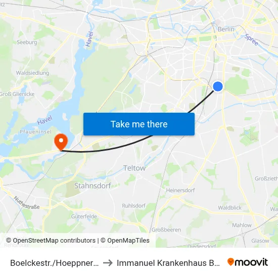 Boelckestr./Hoeppnerstr. to Immanuel Krankenhaus Berlin map