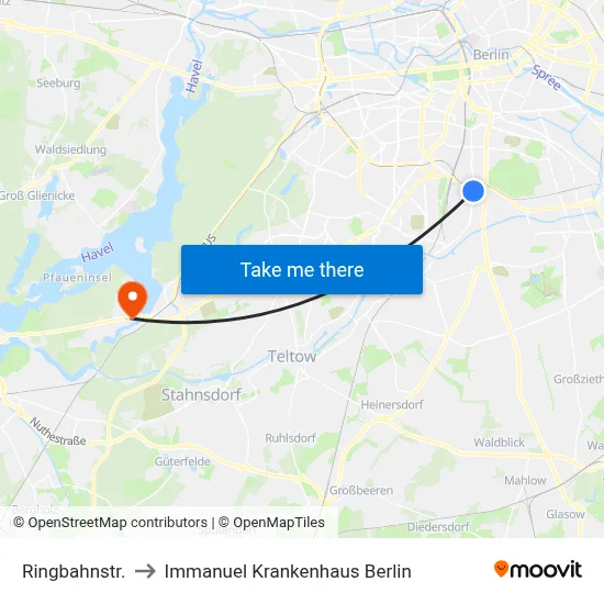 Ringbahnstr. to Immanuel Krankenhaus Berlin map
