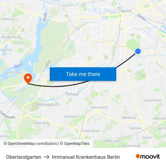 Oberlandgarten to Immanuel Krankenhaus Berlin map
