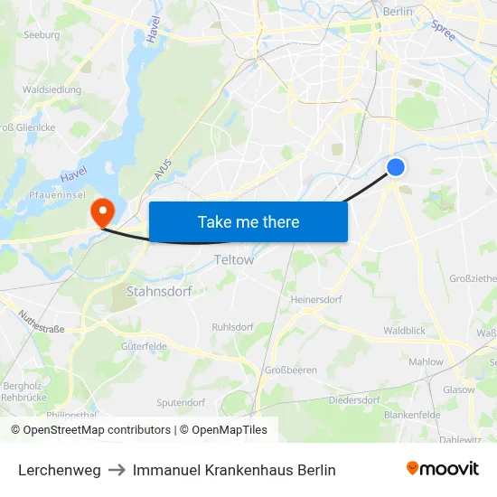 Lerchenweg to Immanuel Krankenhaus Berlin map