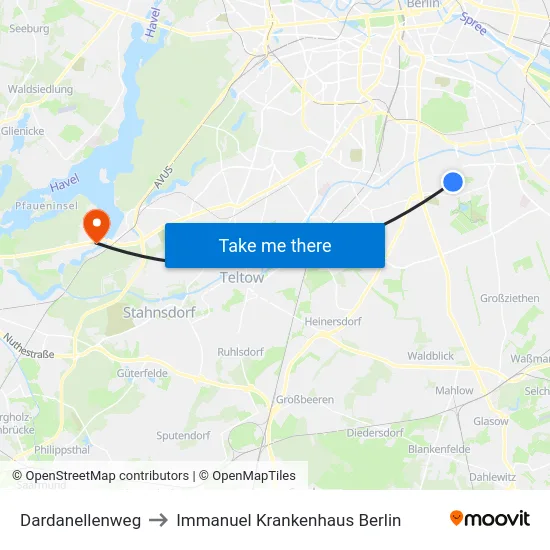 Dardanellenweg to Immanuel Krankenhaus Berlin map