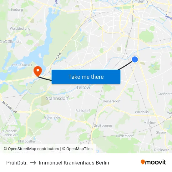 Prühßstr. to Immanuel Krankenhaus Berlin map