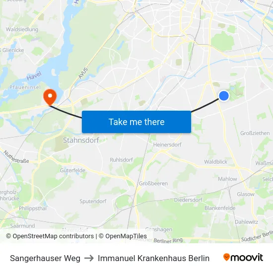 Sangerhauser Weg to Immanuel Krankenhaus Berlin map