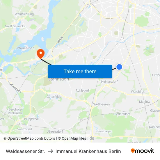 Waldsassener Str. to Immanuel Krankenhaus Berlin map