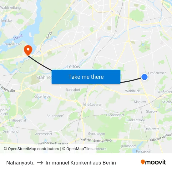 Nahariyastr. to Immanuel Krankenhaus Berlin map