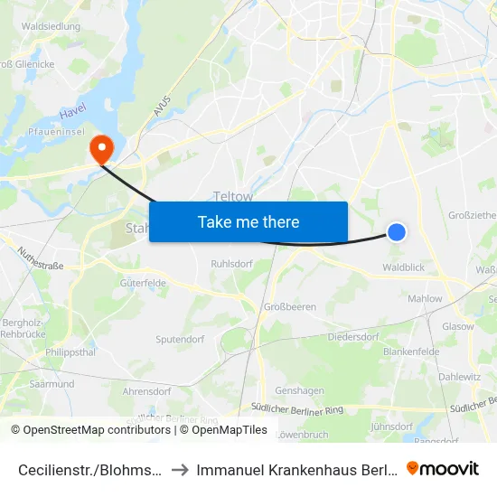 Cecilienstr./Blohmstr. to Immanuel Krankenhaus Berlin map