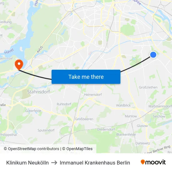 Klinikum Neukölln to Immanuel Krankenhaus Berlin map