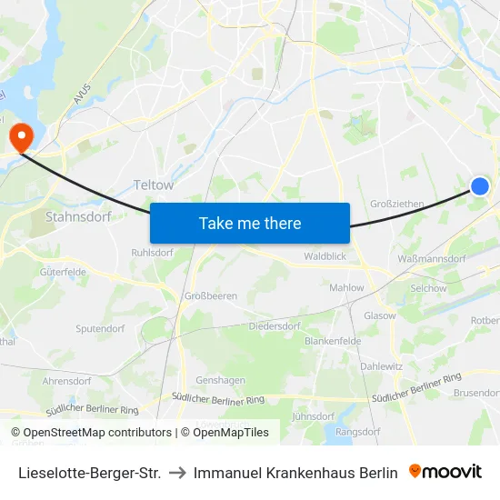 Lieselotte-Berger-Str. to Immanuel Krankenhaus Berlin map