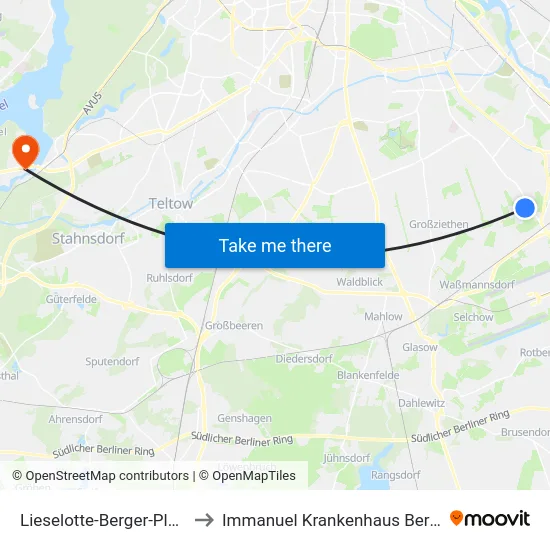 Lieselotte-Berger-Platz to Immanuel Krankenhaus Berlin map