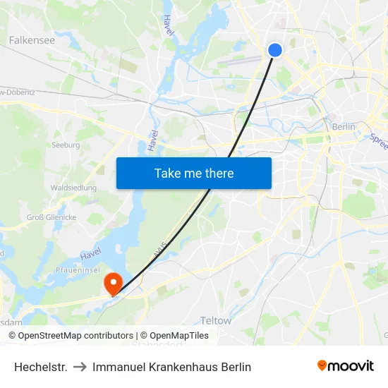 Hechelstr. to Immanuel Krankenhaus Berlin map