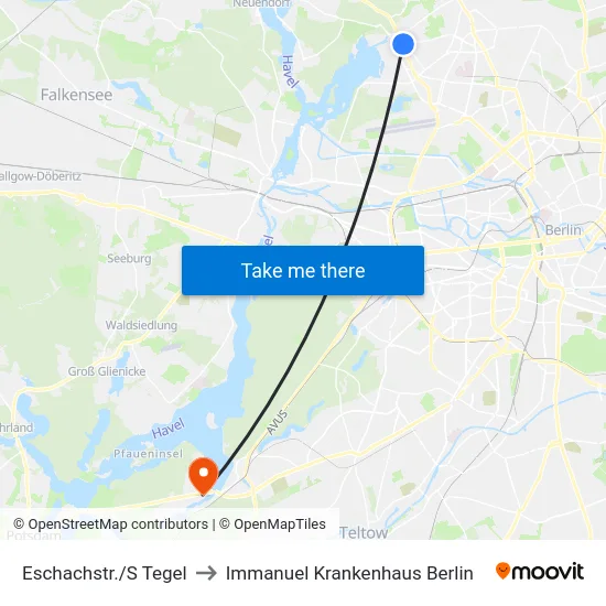 Eschachstr./S Tegel to Immanuel Krankenhaus Berlin map