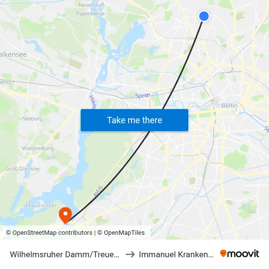 Wilhelmsruher Damm/Treuenbrietzener Str. to Immanuel Krankenhaus Berlin map