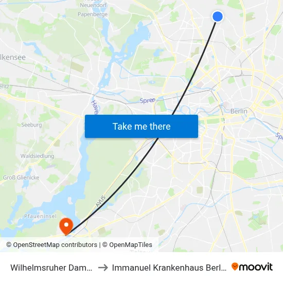 Wilhelmsruher Damm to Immanuel Krankenhaus Berlin map