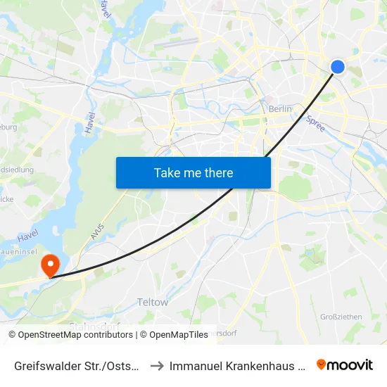 Greifswalder Str./Ostseestr. to Immanuel Krankenhaus Berlin map