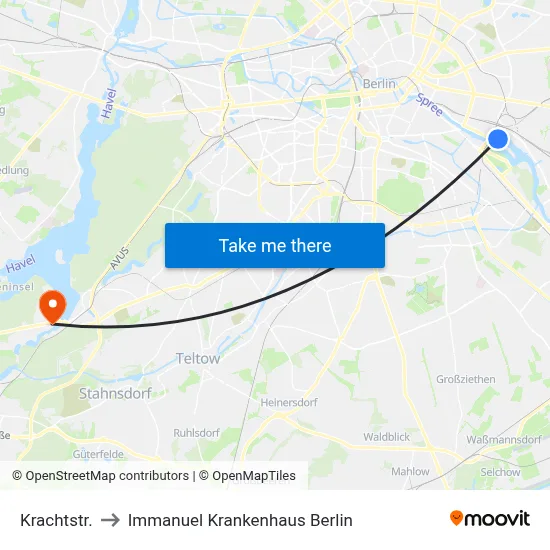 Krachtstr. to Immanuel Krankenhaus Berlin map