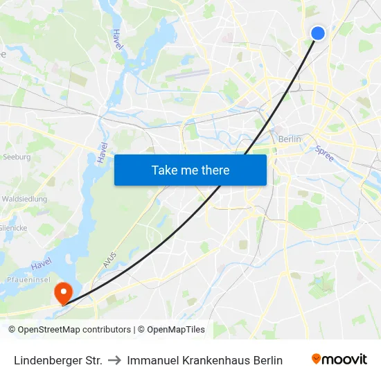 Lindenberger Str. to Immanuel Krankenhaus Berlin map