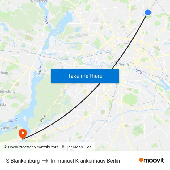 S Blankenburg to Immanuel Krankenhaus Berlin map
