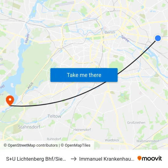S+U Lichtenberg Bhf/Siegfriedstr. to Immanuel Krankenhaus Berlin map