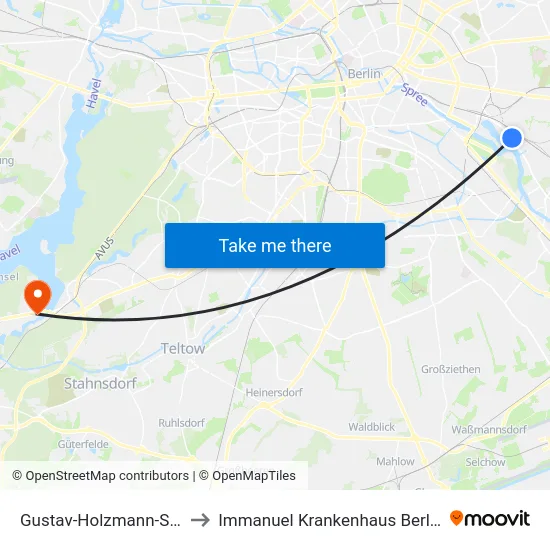 Gustav-Holzmann-Str. to Immanuel Krankenhaus Berlin map
