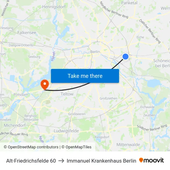 Alt-Friedrichsfelde 60 to Immanuel Krankenhaus Berlin map