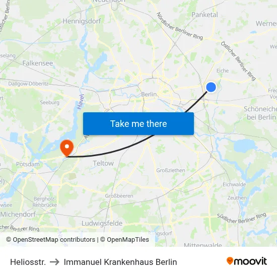 Heliosstr. to Immanuel Krankenhaus Berlin map
