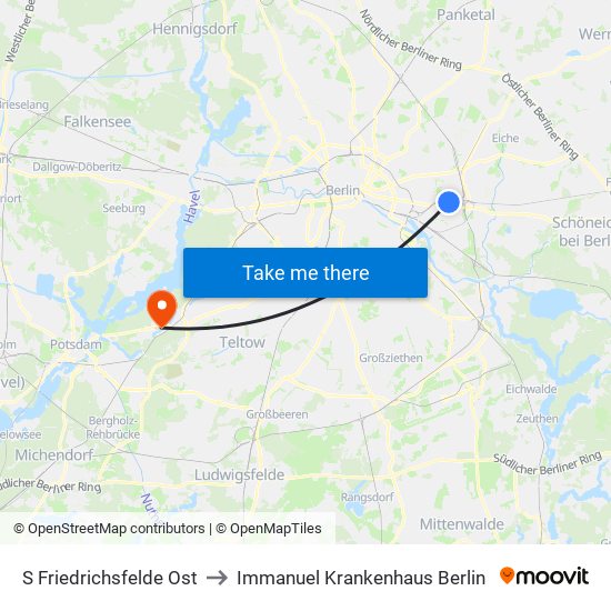 S Friedrichsfelde Ost to Immanuel Krankenhaus Berlin map