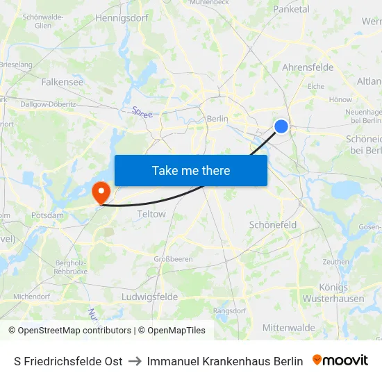 S Friedrichsfelde Ost to Immanuel Krankenhaus Berlin map