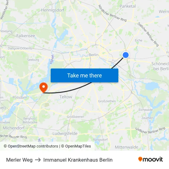 Merler Weg to Immanuel Krankenhaus Berlin map