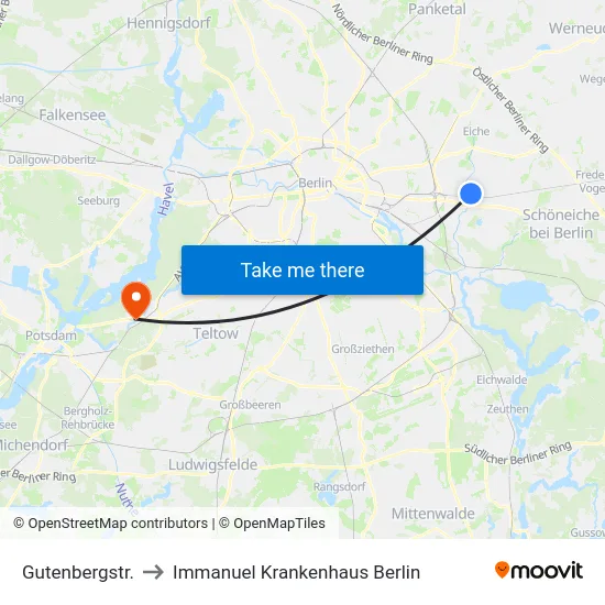 Gutenbergstr. to Immanuel Krankenhaus Berlin map