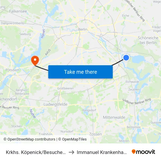 Krkhs. Köpenick/Besuchereingang to Immanuel Krankenhaus Berlin map