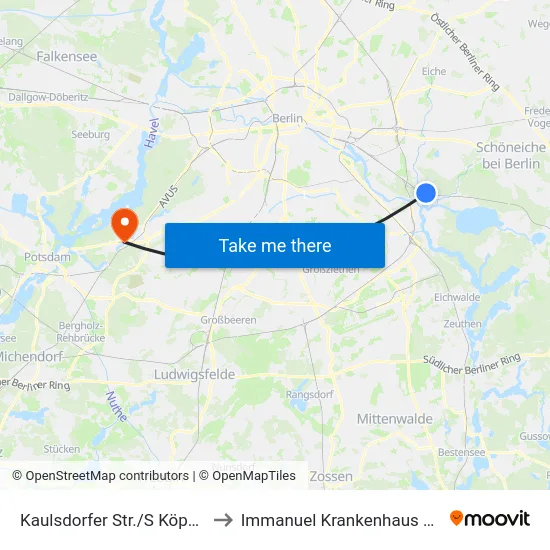 Kaulsdorfer Str./S Köpenick to Immanuel Krankenhaus Berlin map