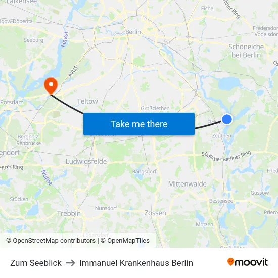 Zum Seeblick to Immanuel Krankenhaus Berlin map