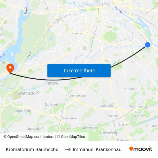 Krematorium Baumschulenweg to Immanuel Krankenhaus Berlin map