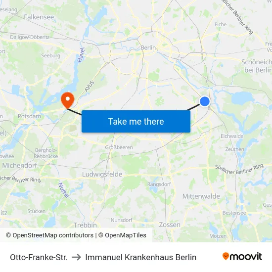 Otto-Franke-Str. to Immanuel Krankenhaus Berlin map