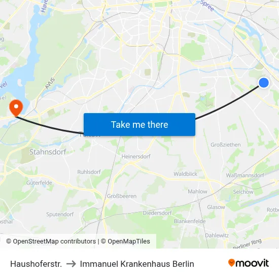 Haushoferstr. to Immanuel Krankenhaus Berlin map