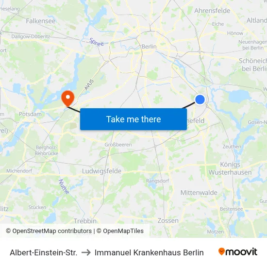 Albert-Einstein-Str. to Immanuel Krankenhaus Berlin map