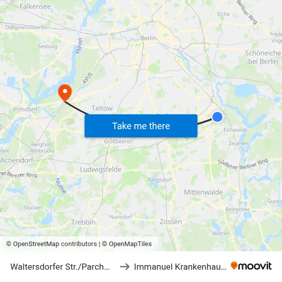 Waltersdorfer Str./Parchwitzer Str. to Immanuel Krankenhaus Berlin map