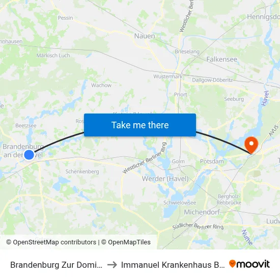 Brandenburg Zur Dominsel to Immanuel Krankenhaus Berlin map