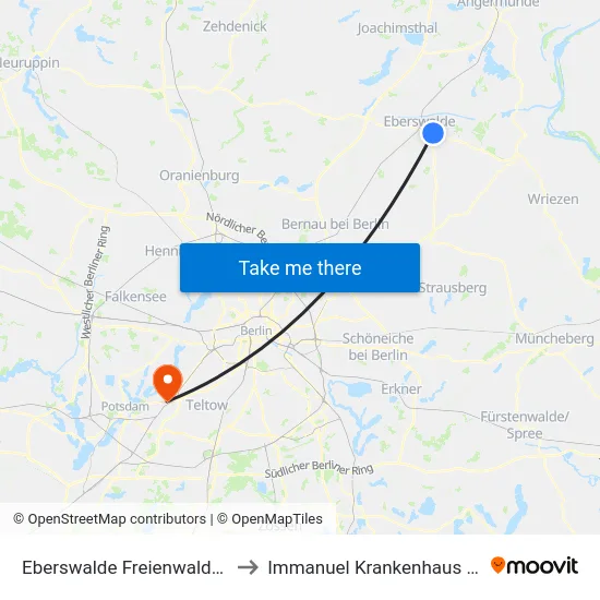 Eberswalde Freienwalder Str. to Immanuel Krankenhaus Berlin map
