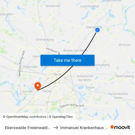 Eberswalde Freienwalder Str. to Immanuel Krankenhaus Berlin map