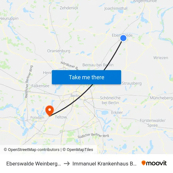 Eberswalde Weinbergstr. to Immanuel Krankenhaus Berlin map