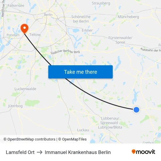 Lamsfeld Ort to Immanuel Krankenhaus Berlin map